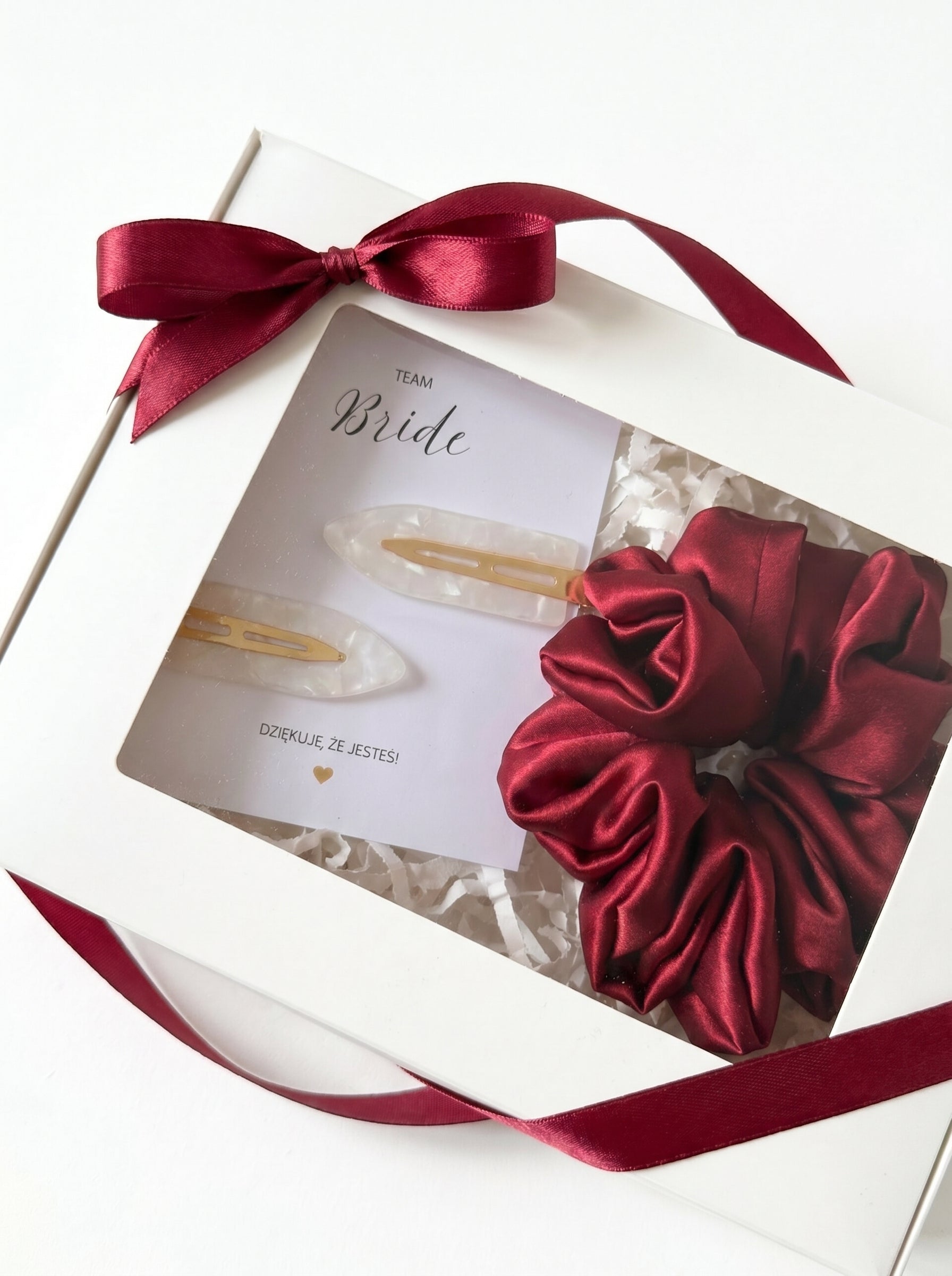 Podziękowania na Wieczór Panieński - Giftbox Burgundowy