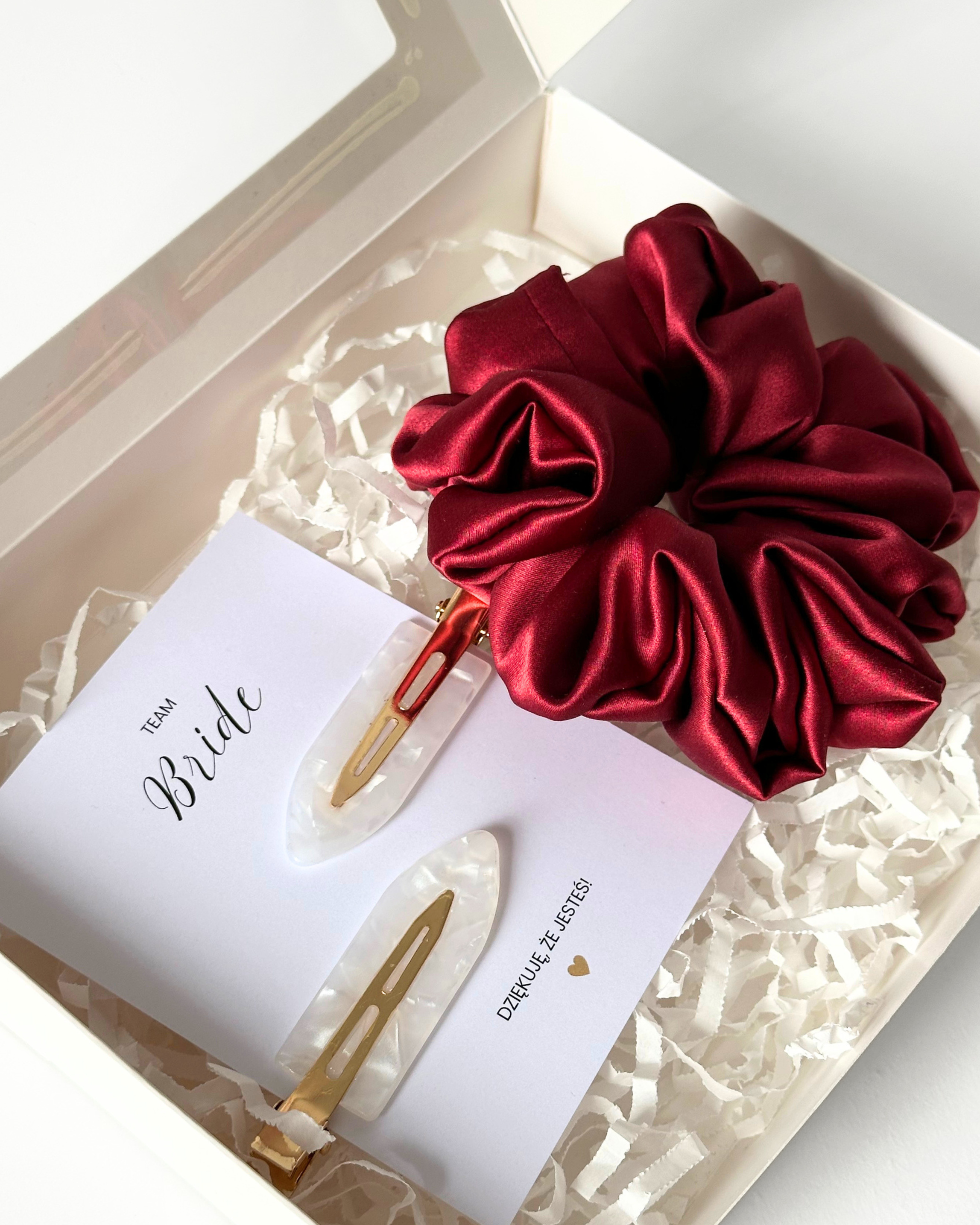 Podziękowania na Wieczór Panieński - Giftbox Burgundowy